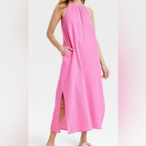 Universal Thread Scoop Back LG Pink Maxi Dress Swim Cover-Up Casual Comfy New